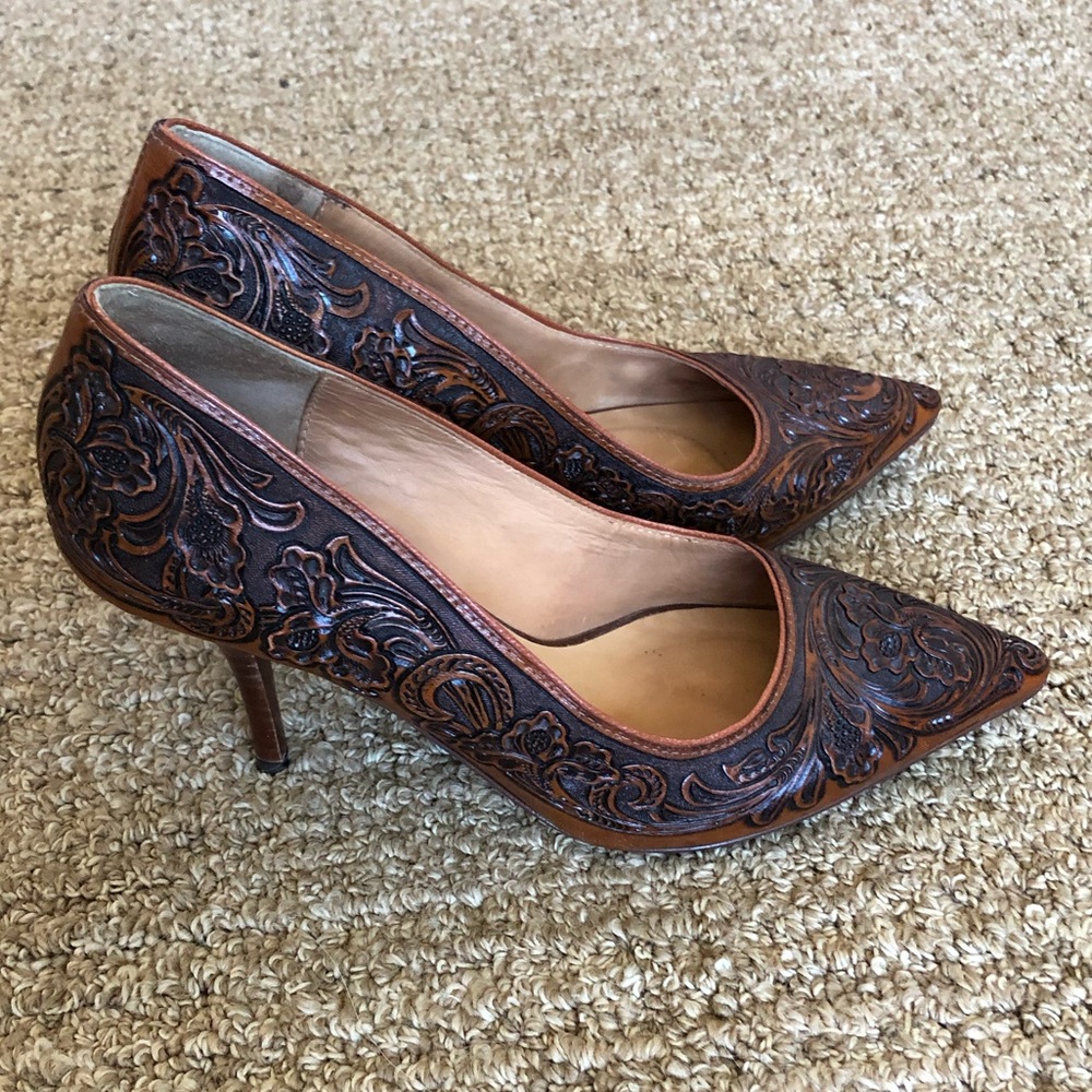 Lucchese western tooled cowgirl heels